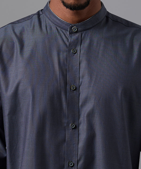 CAMISA MANGA LARGA CUELLO NERU ROLL UP SLIM FIT CHARCOAL OI25