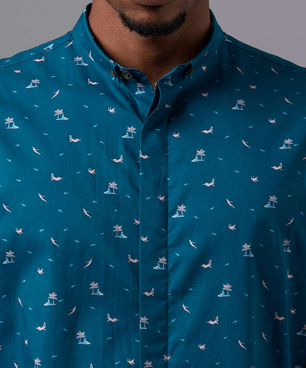 CAMISA MANGA LARGA BUFEO COLORADO SLIM FIT AZUL ESTAMPADO OI25