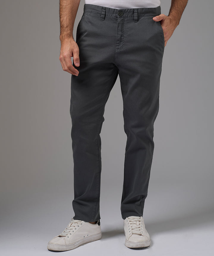 PANTALON DRILL FLAT FRONT SLIM FIT PLOMO PV26