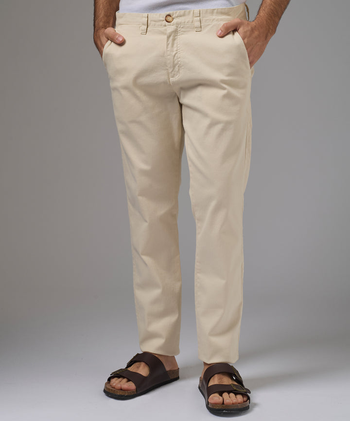 PANTALON DRILL FLAT FRONT SLIM FIT HUESO PV26