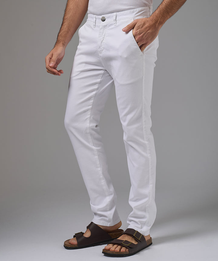 PANTALON DRILL FLAT FRONT SLIM FIT BLANCO PV26