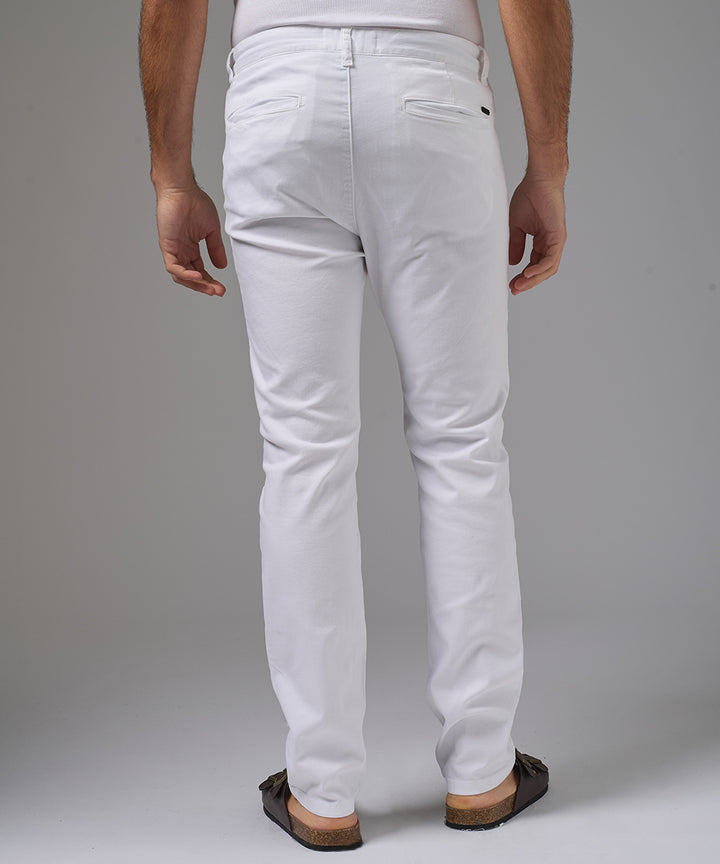 PANTALON DRILL FLAT FRONT SLIM FIT BLANCO PV26