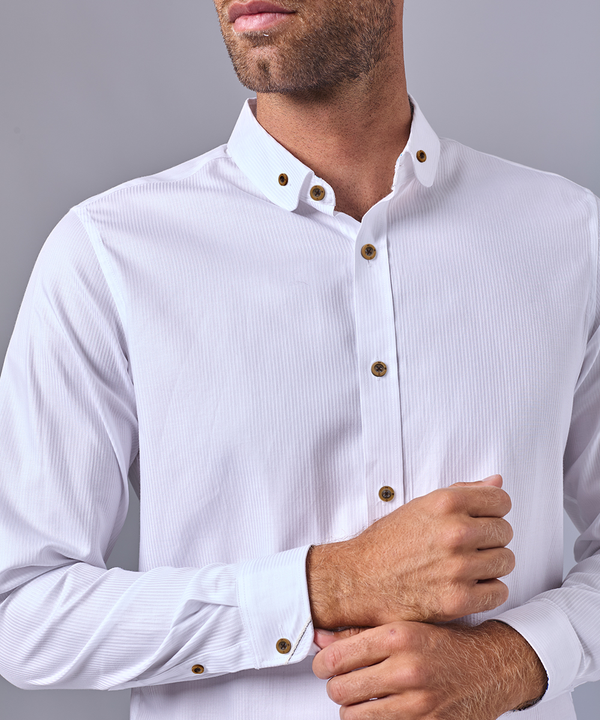 CAMISA MANGA LARGA CUELLO NEW BUTTON DWON SLIM FIT BLANCO OI24
