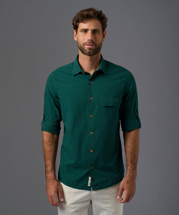 CAMISA MANGA LARGA SEERSUCKER CUELLO SPREAD CLASSIC FIT OI26