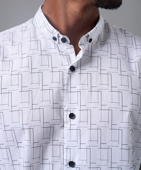 CAMISA MANGA LARGA MICRO B. DOWN CLASSIC FIT BLANCO ESTAMPADO OI25