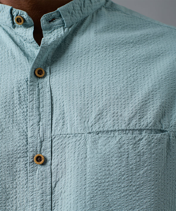 CAMISA MANGA LARGA SEERSUCKER TWISTED COLLAR CLASSIC FIT VERDE OI25
