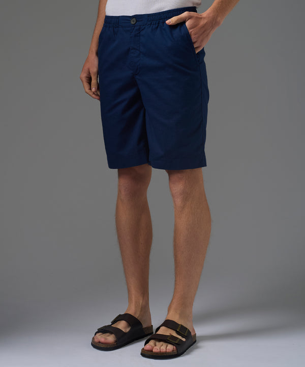 BERMUDA LOOK LINO CON ELASTICO CLASIC FIT AZUL MARINO PV26
