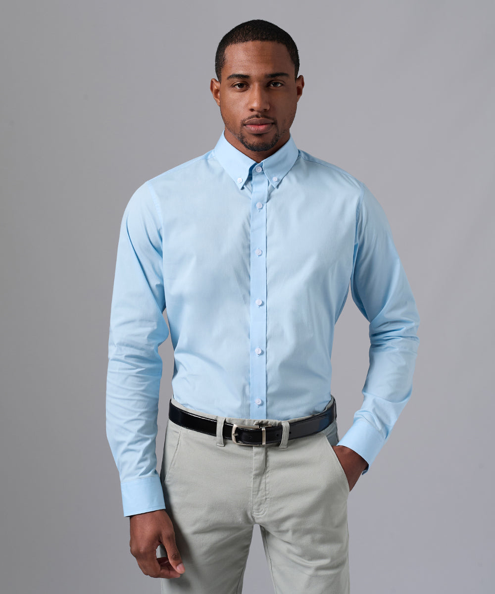 CAMISA MANGA LARGA DE VESTIR CUELLO BUTTON DOWN CELESTE PV25 – MBO