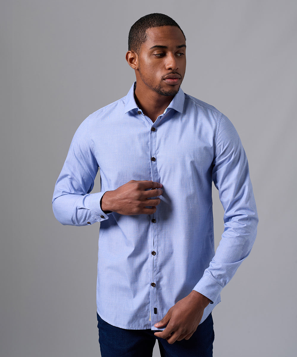 Camisa Azul Cielo Combinaciones De Pantalon Azul Marino Hombre