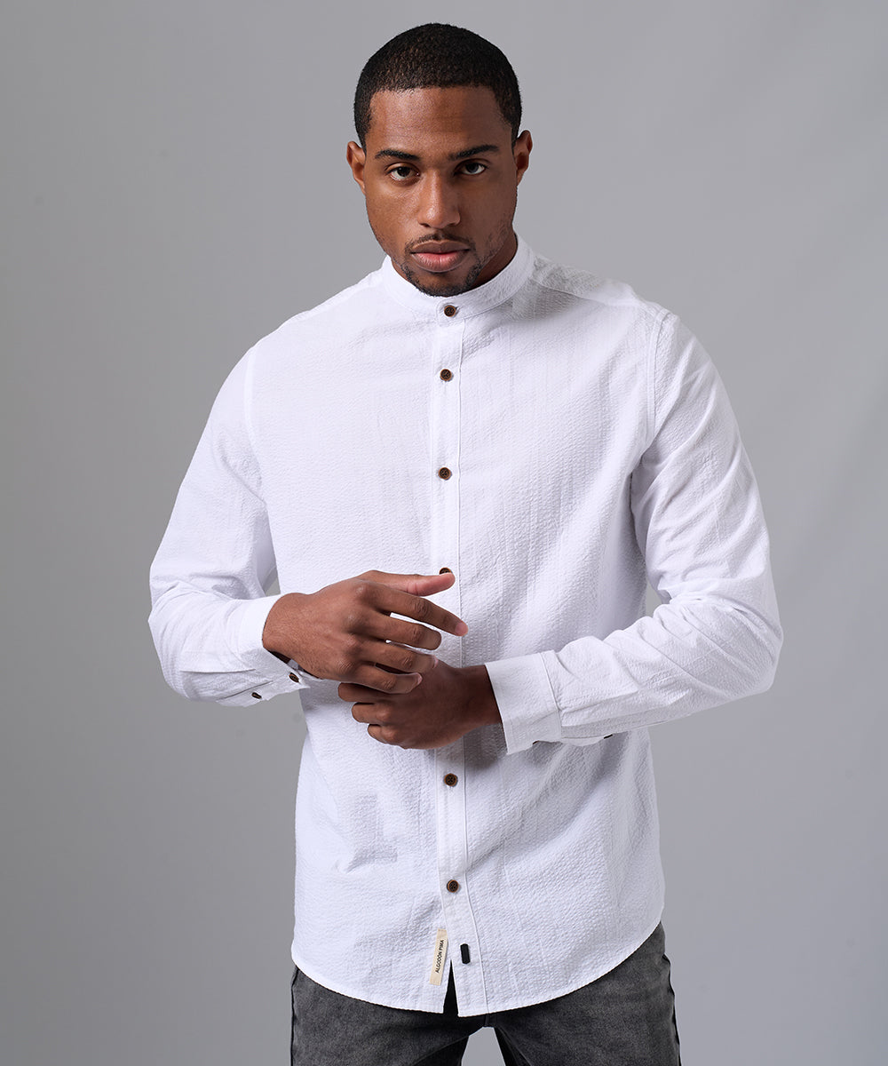 CAMISA MANGA LARGA CASUAL SEER SUCKER CLASSIC FIT BLANCO PV25