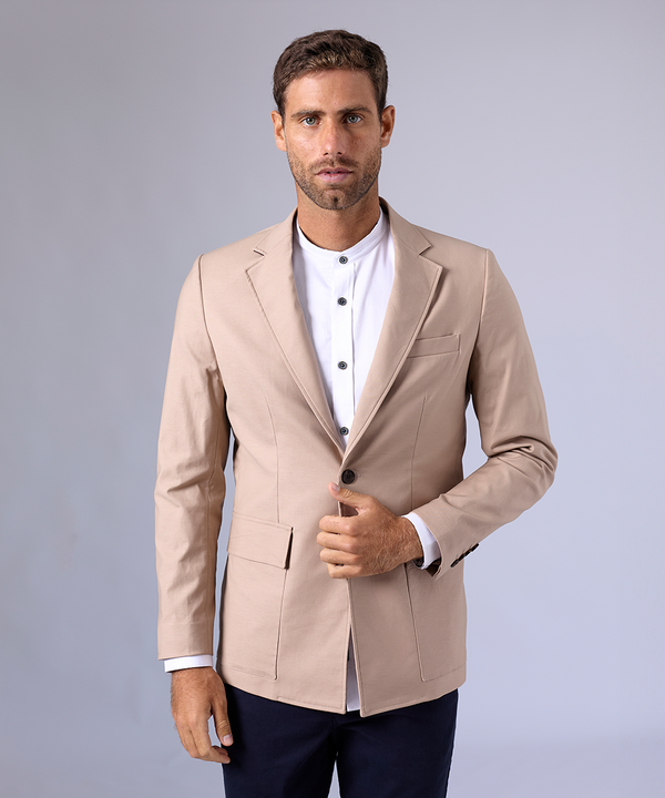 BLAZER CUELLO SOLAPA CON BOLSILLOS BEIGE OI24