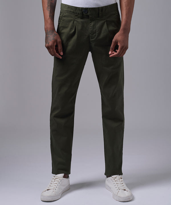 PANTALON DRILL CON PLIEGUE SLIM FIT VERDE OI25