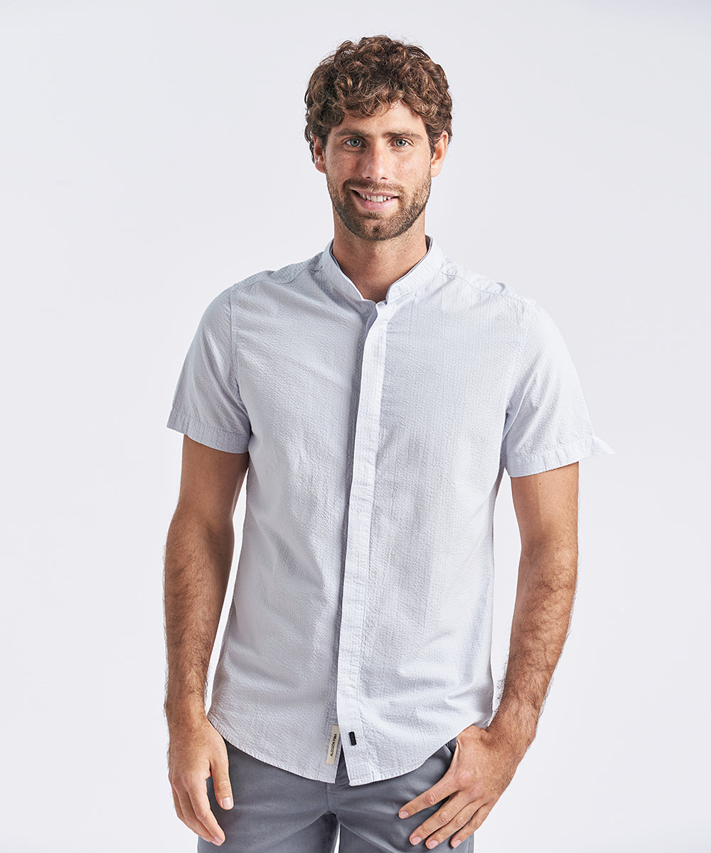 CAMISA MANGA CORTA CUELLO NERU DESMONTABLE SEER SUCKER SLIM FIT CELESTE PV24