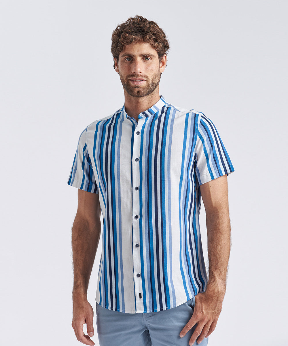 CAMISA MANGA CORTA CUELLO NERU CLASSIC FIT AZUL A RAYAS PV24