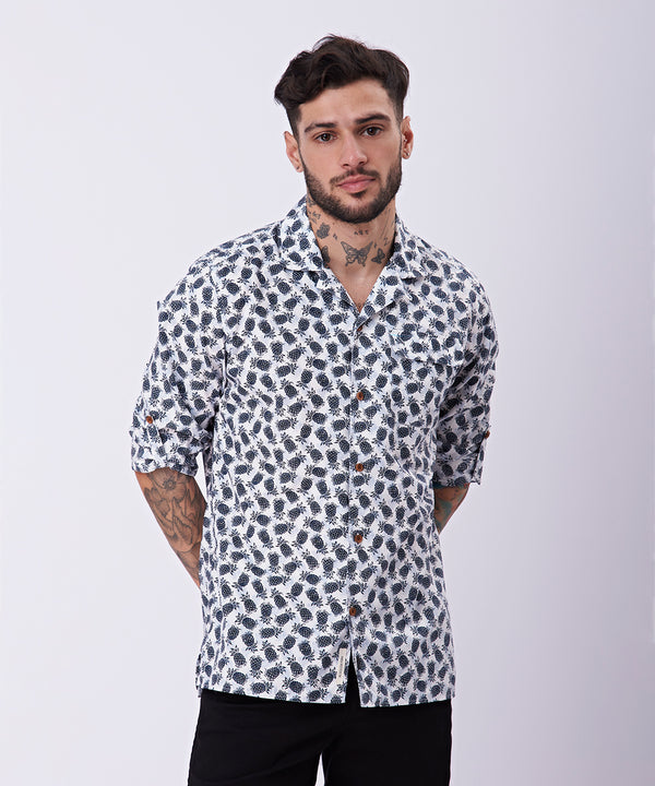 CAMISA MANGA LARGA CUELLO RESORT CON BOLSILLO ROLL UP CLASSIC FIT PV23 BE