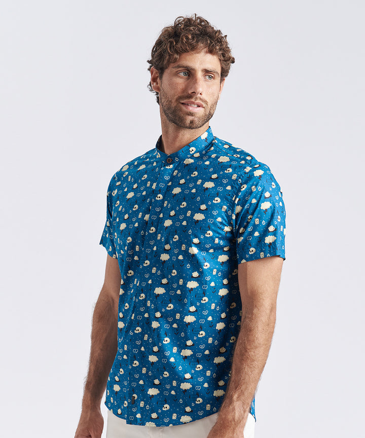 CAMISA MANGA CORTA "ERROR" CLASSIC FIT AZUL PV24