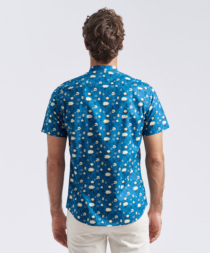 CAMISA MANGA CORTA "ERROR" CLASSIC FIT AZUL PV24