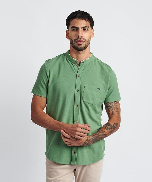 POLO MANGA CORTA BASEBALL PV24 VERDE PINO - MBO