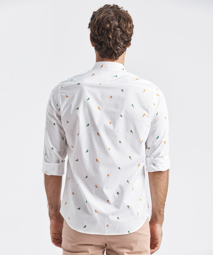 CAMISA MANGA LARGA "AVES" CLASSIC FIT BLANCO ESTAMPADO PV24