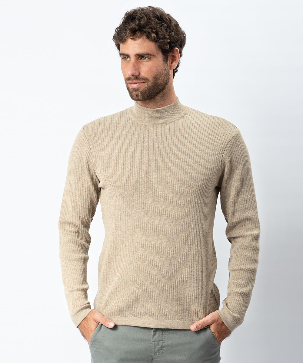 POLO ML CUELLO ALTO TEJIDO OI23 BEIGE – MBO - Main Image