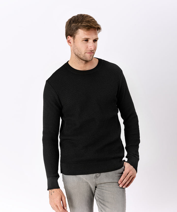 CHOMPA CUELLO REDONDO OI23 NEGRO