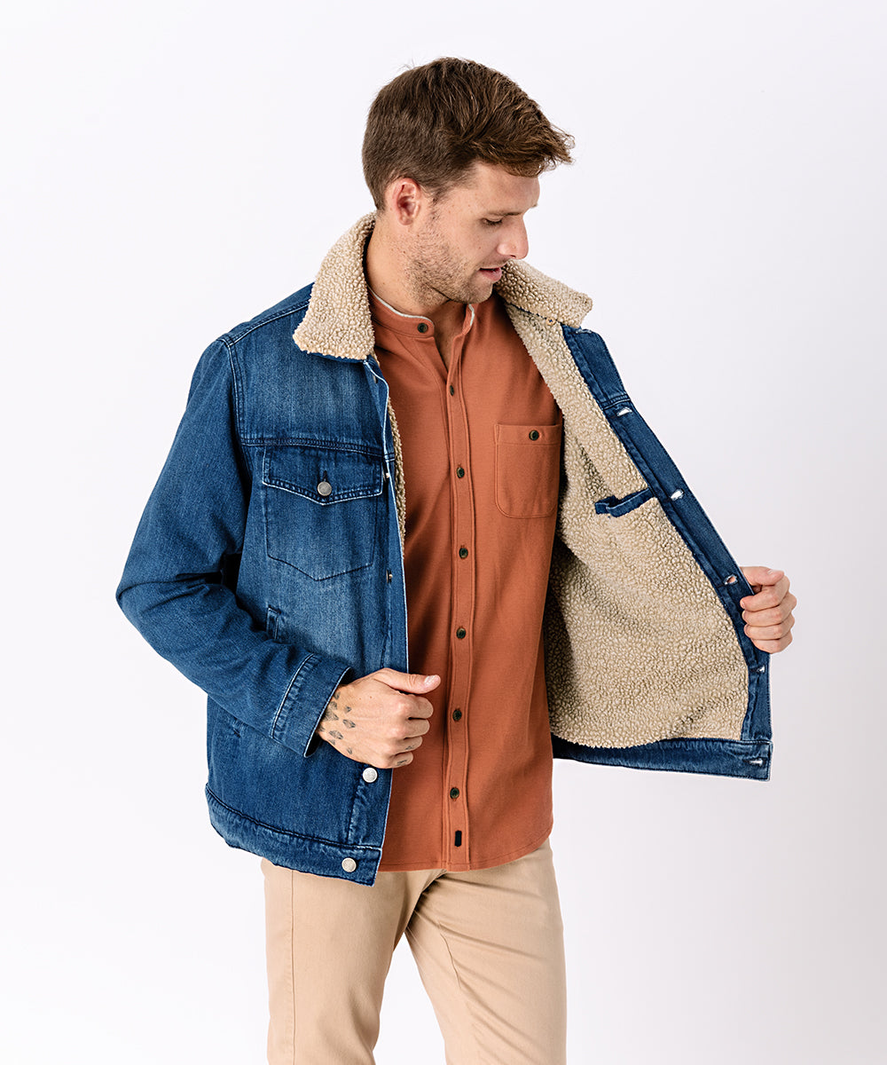 CASACA DENIM CON SHERPA OI23 AZUL