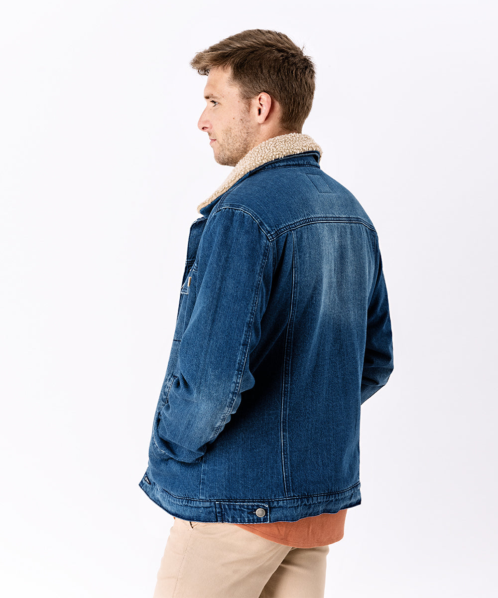 CASACA DENIM CON SHERPA OI23 AZUL