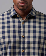 CAMISA MANGA LARGA PECHERA OJAL CLASSIC FIT BEIGE ESTAMPADO OI25