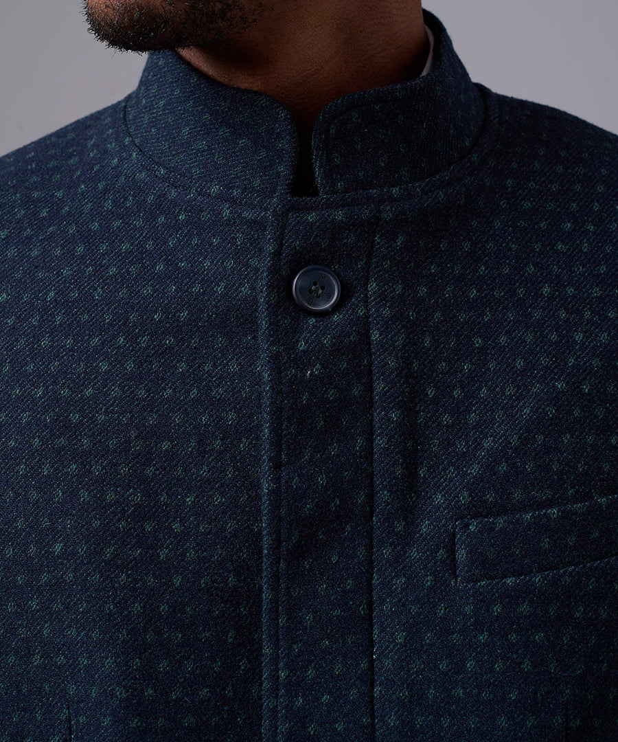 BLAZER LANA CUELLO NERU BOTONES OCULTOS AZUL OI25