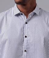 CAMISA MANGA CORTA PECHERA OJAL CLASSIC FIT AZUL A RAYAS OI25