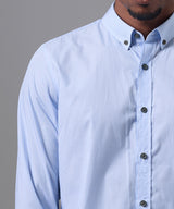 CAMISA MANGA LARGA CUELLO B. DOWN SLIM FIT CELESTE C/RAYAS OI25