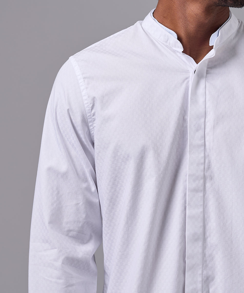 CAMISA MANGA LARGA CUELLO NERU DESMONTABLE CLASSIC FIT BLANCO OI25