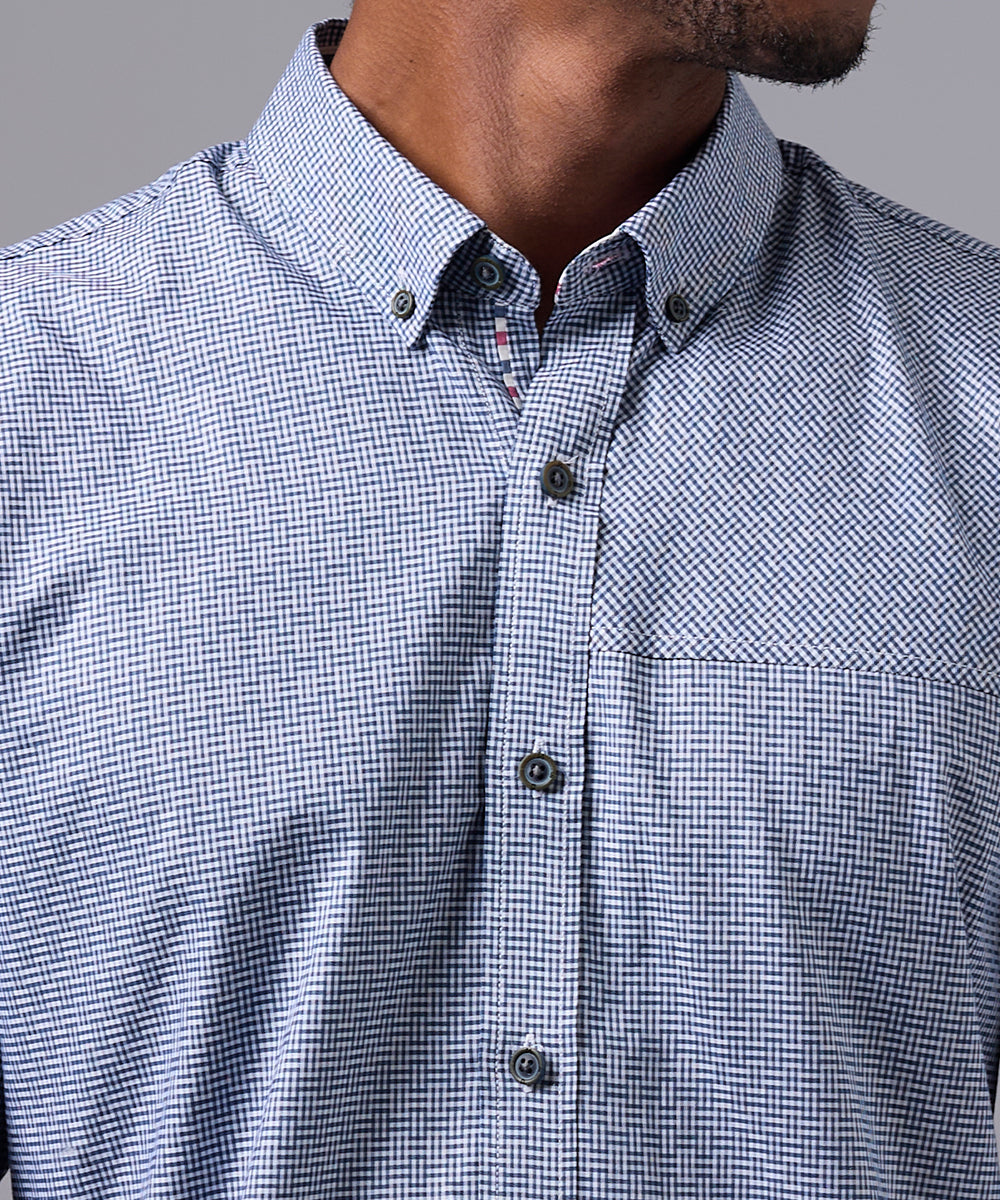 CAMISA MANGA LARGA CUELLO CON APLICACION BUTTON DOWN SLIM FIT VERDE CUADRO OI25
