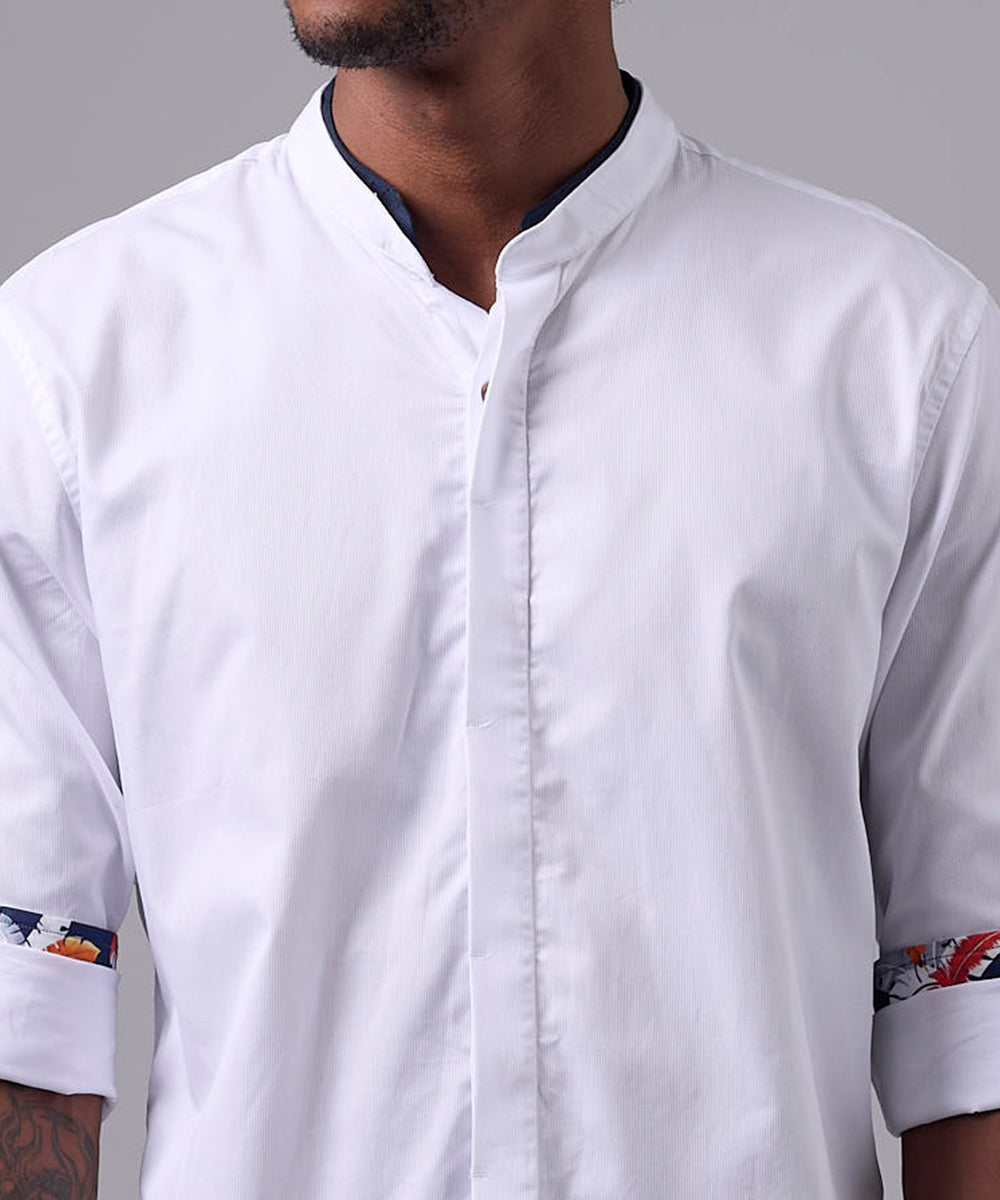 CAMISA MANGA LARGA CUELLO NERU DESMONTABLE SLIM FIT BLANCO OI25
