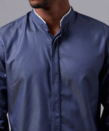 CAMISA MANGA LARGA CUELLO NERU DESMONTABLE SLIM FIT AZUL OI25