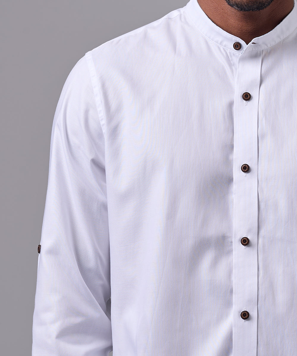 CAMISA MANGA LARGA CASUAL CUELLO NERU CLASSIC FIT BLANCO OI25