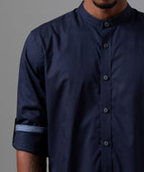 CAMISA MANGA LARGA CUELLO NERU ROLL UP SLIM FIT AZUL OI25