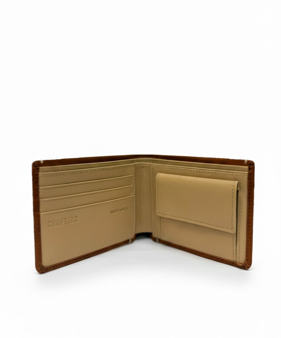 BILLETERA CUERO MBO X CRAFTERS CAMELLO