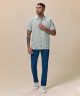 Camisa Look Lino Cuello Spread Pechera Oculta