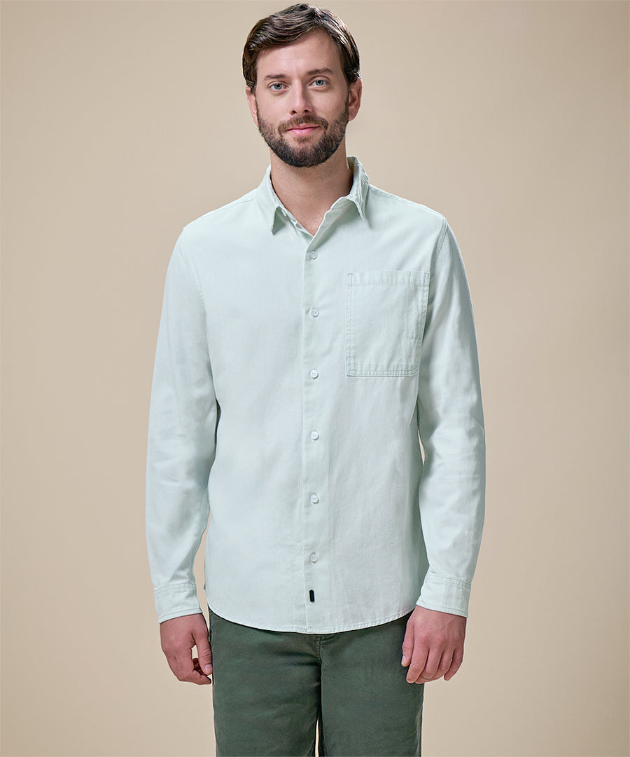 Camisa De Jean Cuello Resort con Bolsillo Lapicero