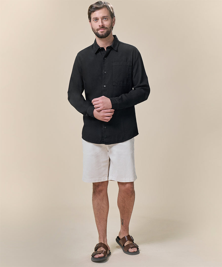 Camisa De Jean Cuello Resort con Bolsillo Lapicero