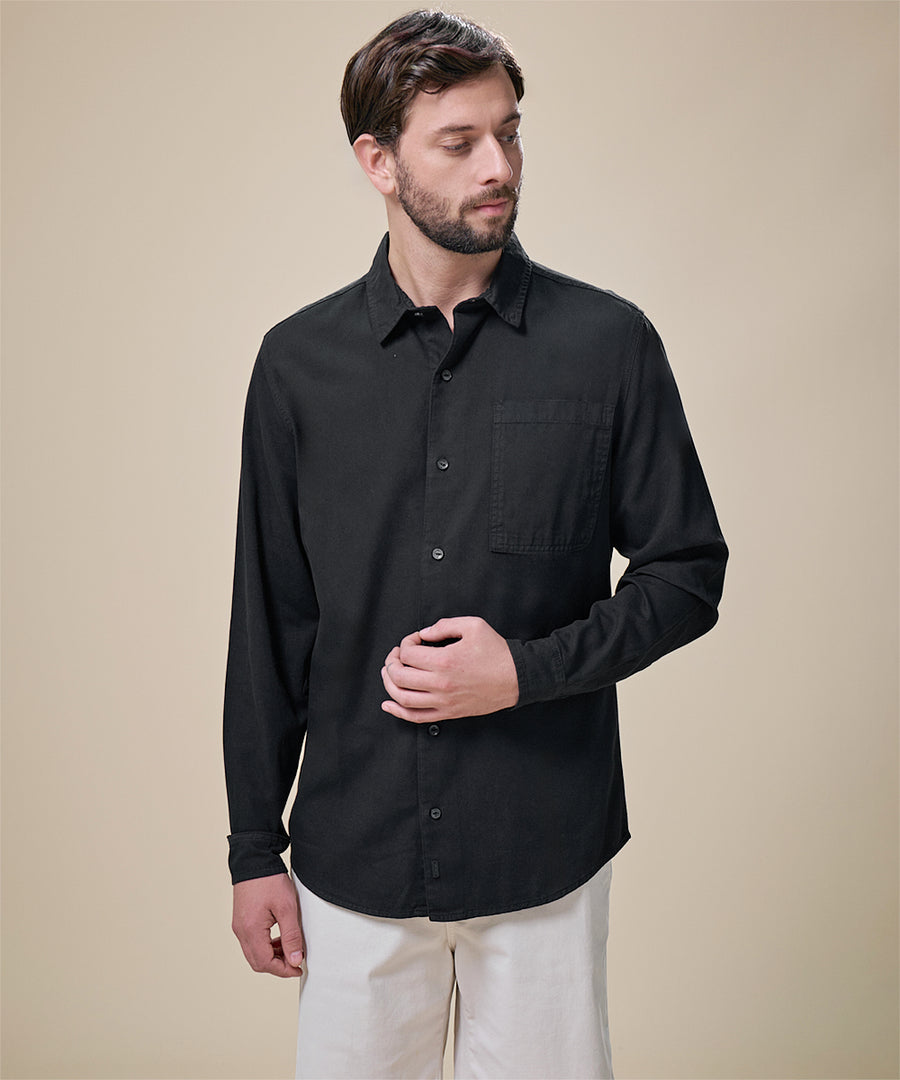 Camisa De Jean Cuello Resort con Bolsillo Lapicero