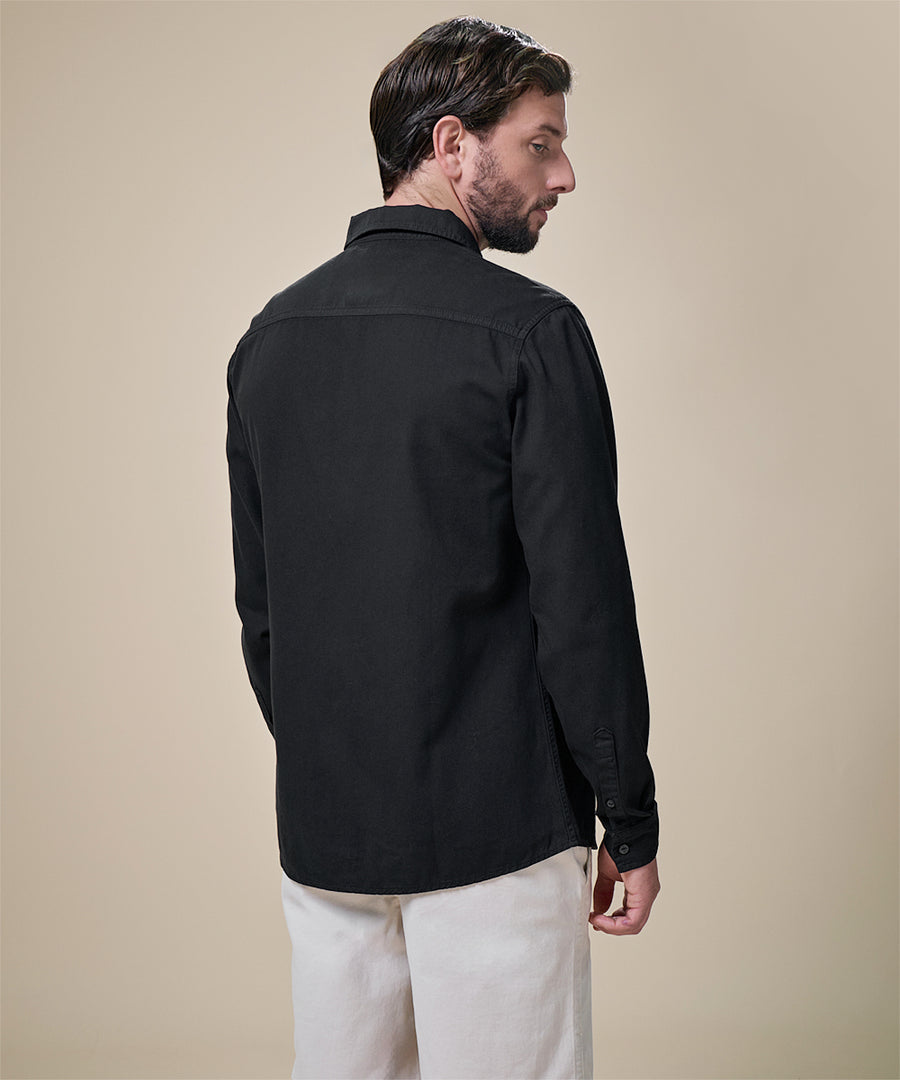 Camisa De Jean Cuello Resort con Bolsillo Lapicero
