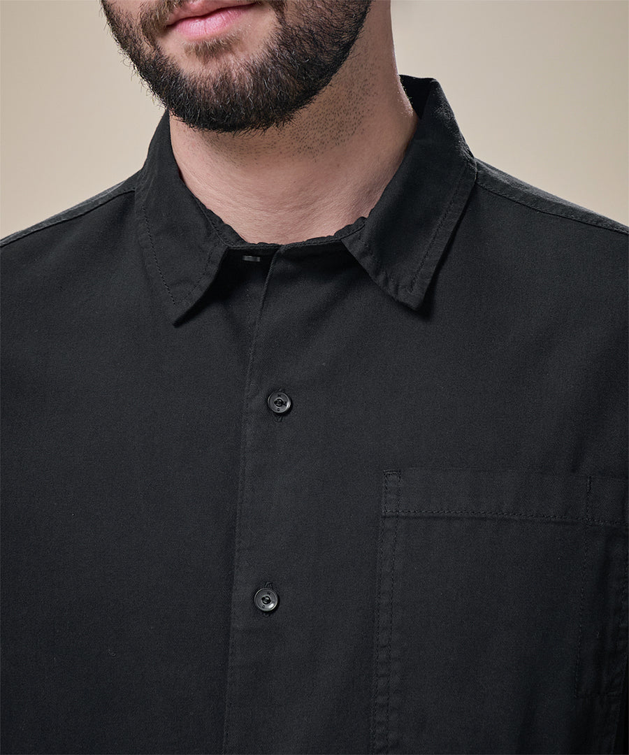 Camisa De Jean Cuello Resort con Bolsillo Lapicero