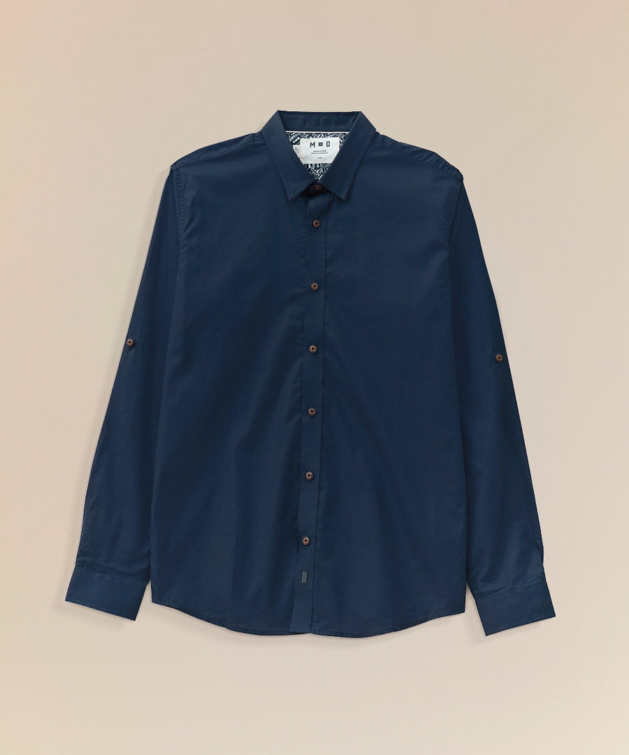 Camisa Roll Up Canesú Contraste Button Down Oculto