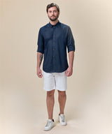 Camisa Roll Up Canesú Contraste Button Down Oculto