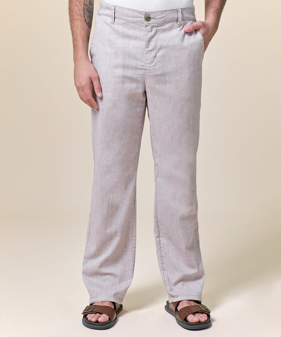 Pantalón Lino y Algodón Classic Fit