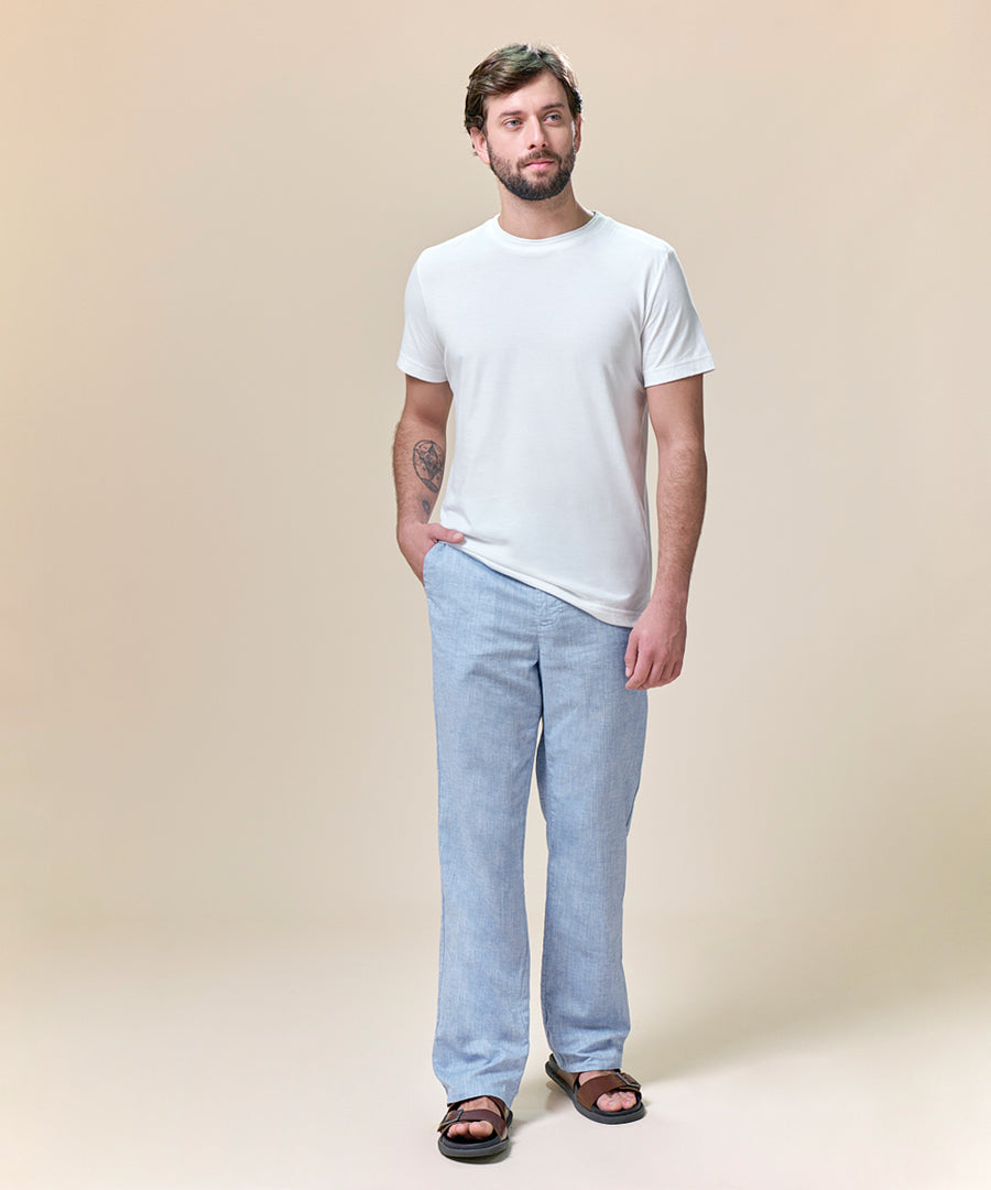 Pantalón Lino y Algodón Classic Fit