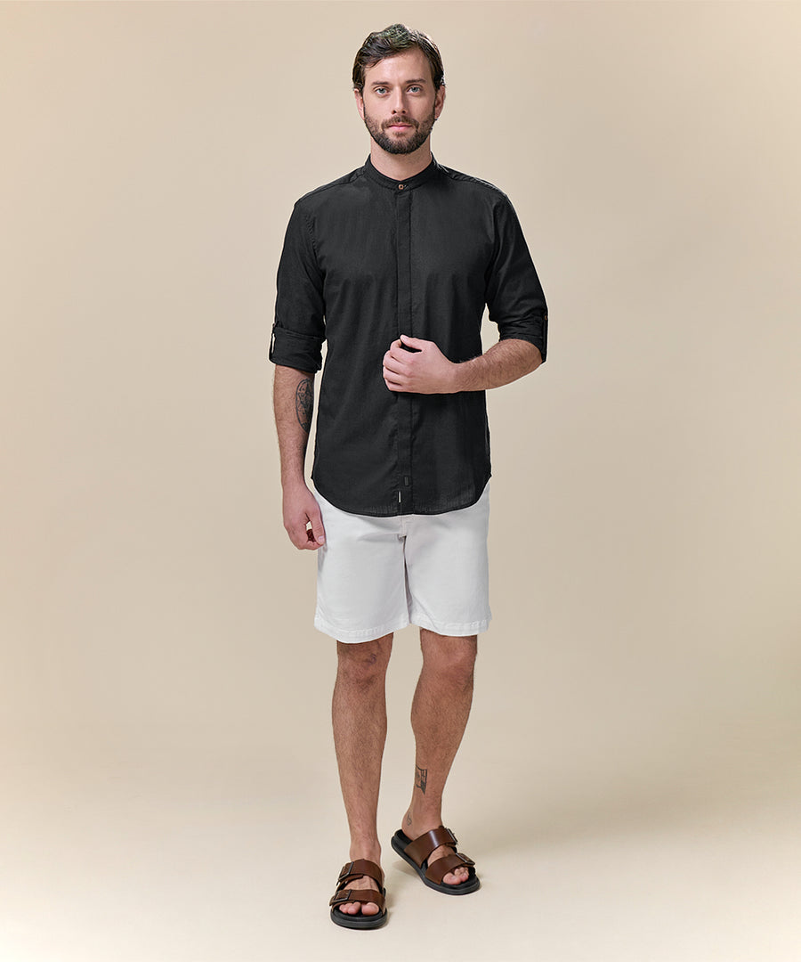 Camisa Roll Up Look Lino Cuello Nerú