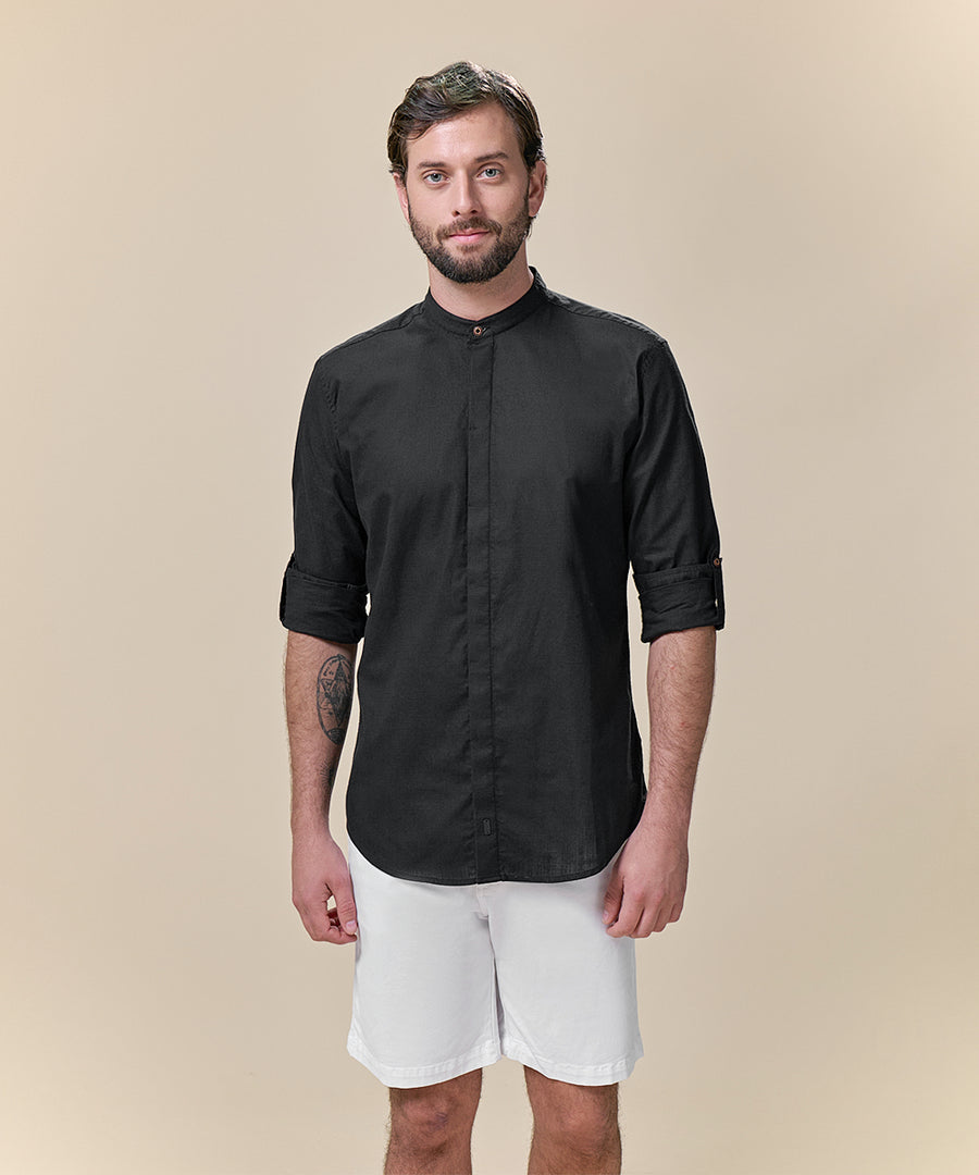 Camisa Roll Up Look Lino Cuello Nerú